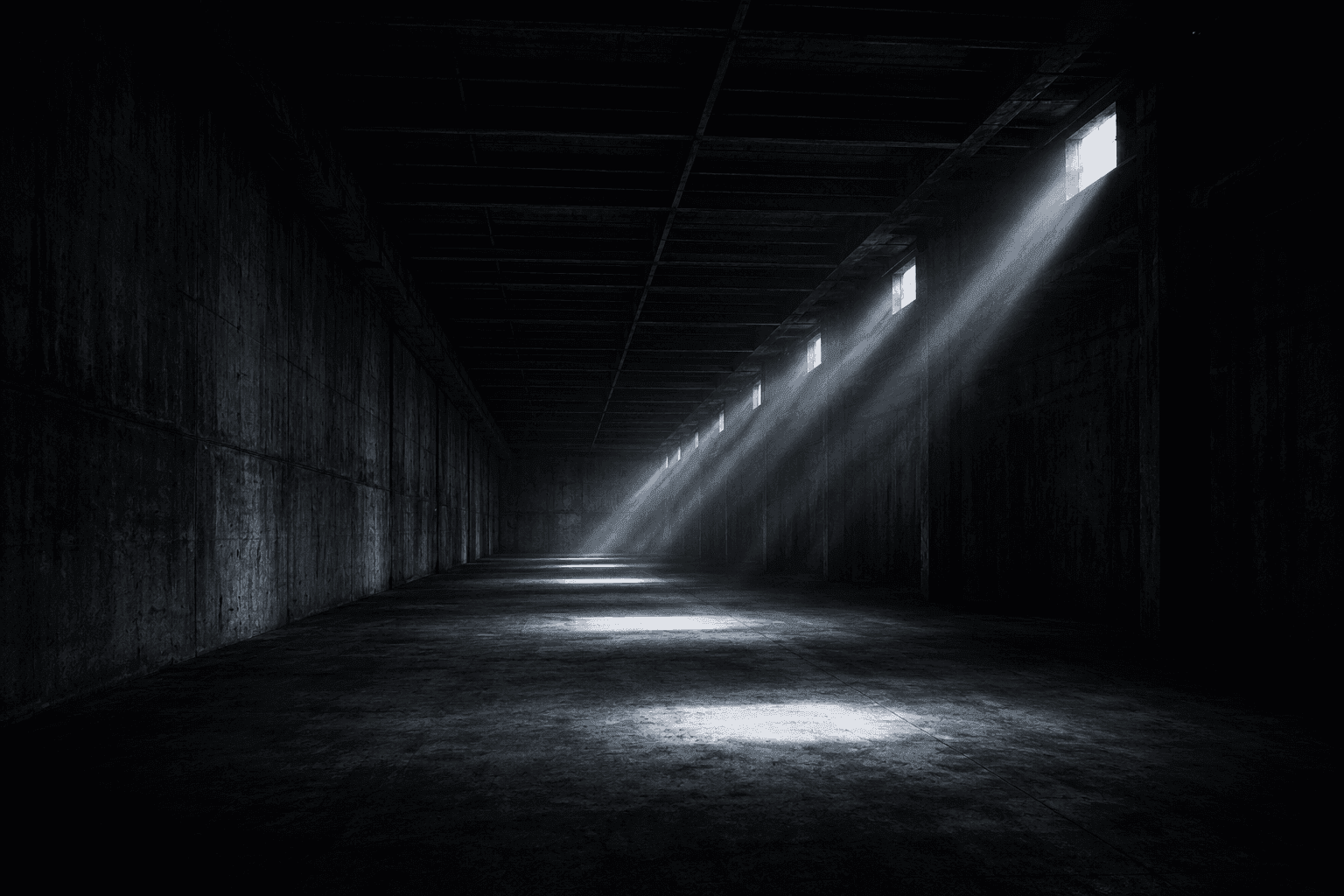 Atmospheric warehouse interior — Mr. Exotixx legal backdrop